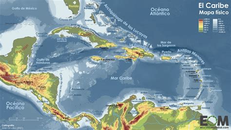 Simpático césped físico mapa fisico del caribe Anzai Empleado Ciudadanía