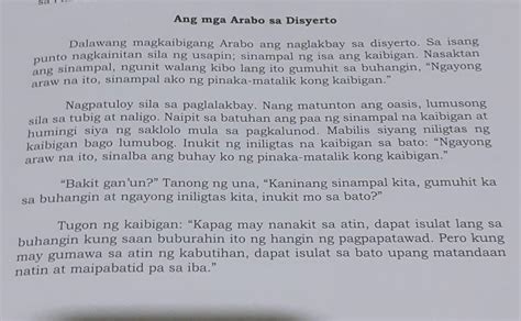 1ano Ang Aral Na Iyong Natutuhan Sa Maikling Kwento Na Nasa Itaas2 Sa ...