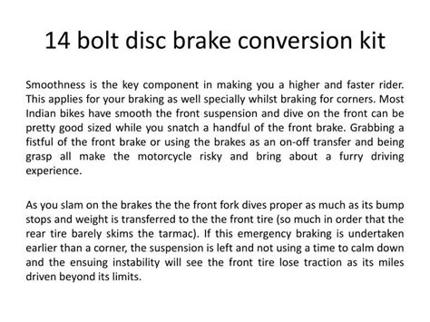 PPT - 14 bolt disc brake conversion kit PowerPoint Presentation, free download - ID:7642192