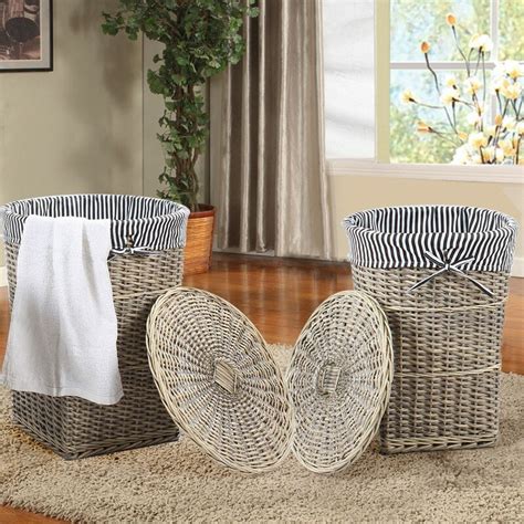 AdecoTrading 2 Piece Woven Laundry Basket with Lid Set & Reviews | Wayfair