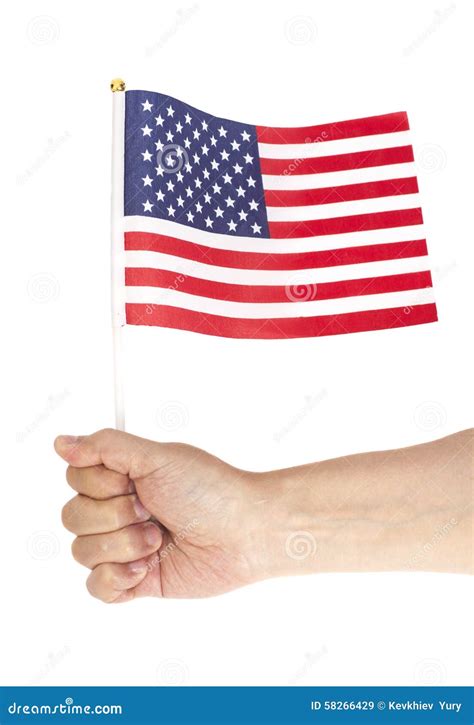 Hand holding American flag stock image. Image of patriotic - 58266429