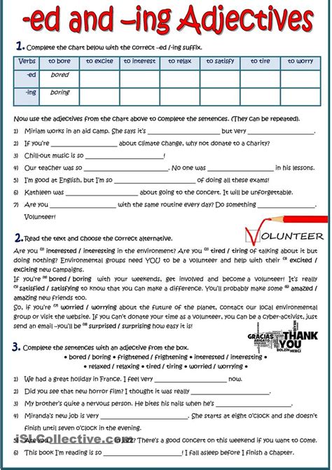 Adjectives Ending In Ed And Ing Exercises