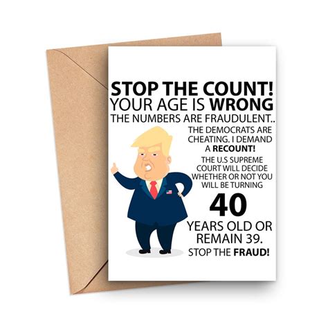 Funny 40th Birthday Card Funny Trump 40th Birthday Card - Etsy