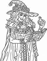 Halloween Witch With Potion Isolated Coloring Page 23481063 Vector Art  sketch template