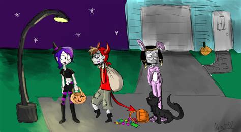 Dixie, Isis and Gonner trick-or-treat by cyborgparanoia on DeviantArt