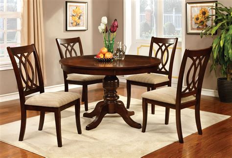 Jawdat Brown Cherry Round Dining Table Set | Round Dining Sets