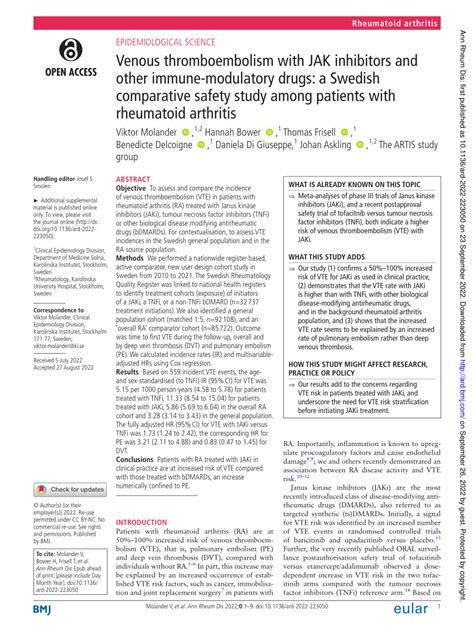 (PDF) Venous thromboembolism with JAK inhibitors and other immune ...