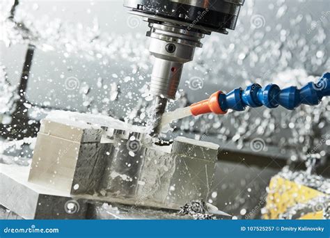 Milling Metalworking Process. Industrial CNC Metal Machining by Vertical Mill Stock Image ...