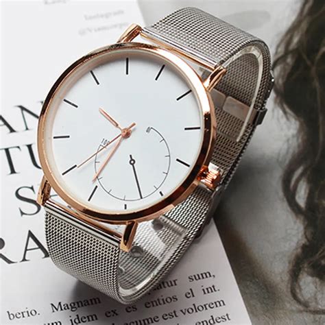 Unisex Simple Business Luxury Mens Watches Top Brands Stainless Steel Mesh Strap Quartz Wrist ...