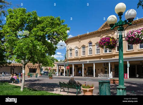 The historic Santa Fe Plaza in downtown Santa Fe, New Mexico, USA Stock Photo - Alamy