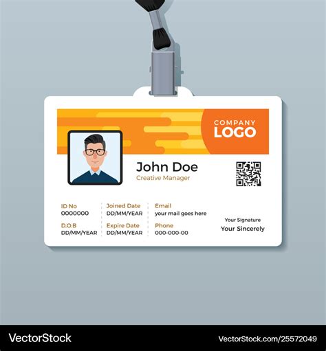 Creative employee id card design template Vector Image