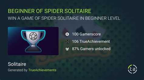 BEGINNER OF SPIDER SOLITAIRE achievement in Solitaire