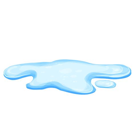 Water puddle in cartoon style isolated on white background. Spill, lake or liquid. Design ...