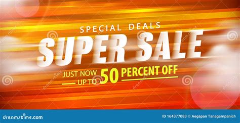 Super Sale 50 Percent Off Promotion Website Banner Heading Design on Graphic Orange Background ...