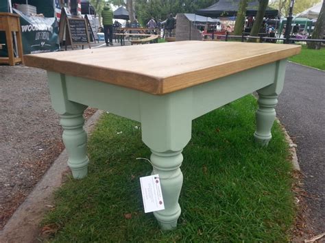Solid wood coffee table with painted turned legs furniture