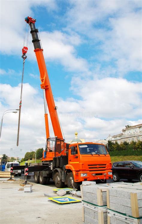 Mobile crane truck stock image. Image of lifting, automobile - 120416369