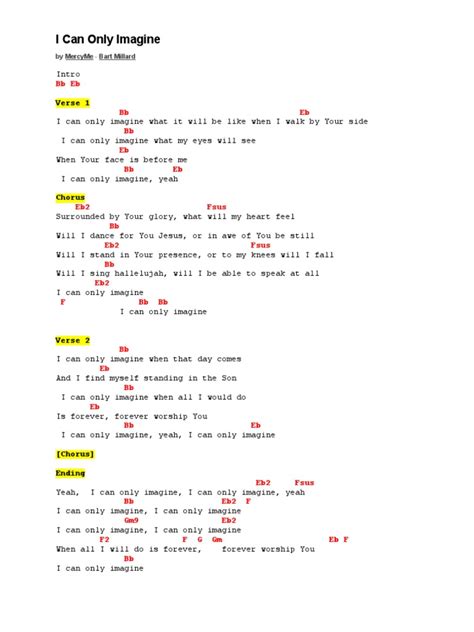 I Can Only Imagine - Chord Sheet (BB) | PDF