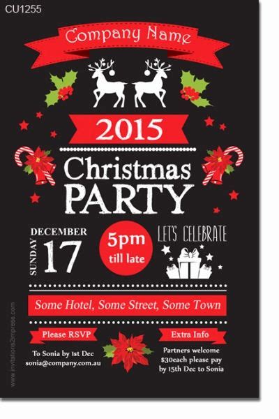 Work Christmas Party Invitation Beautiful Cu1255 Work Chalkbo ...