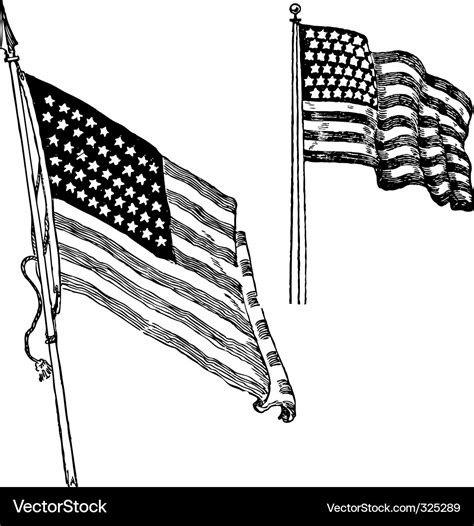 Us flag sketch Royalty Free Vector Image - VectorStock