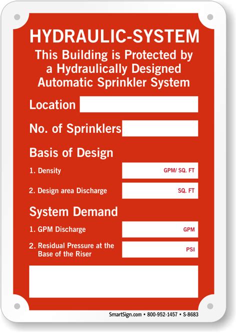 Hydraulic System Building Protected Automatic Sprinkler Sign, SKU: S ...