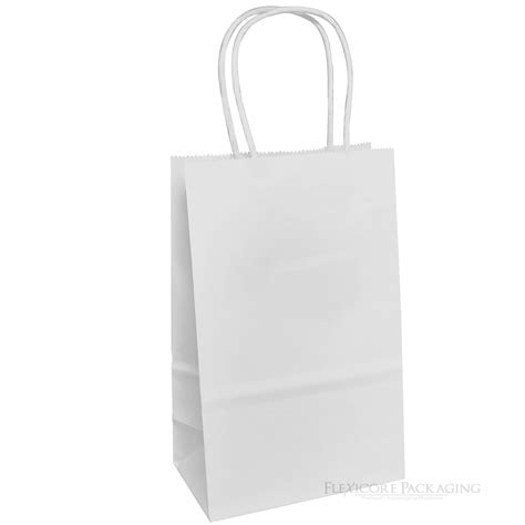 Flexicore Packaging White Kraft Paper Gift Bag, 5.25" x 3.5" x 8.25" in ...