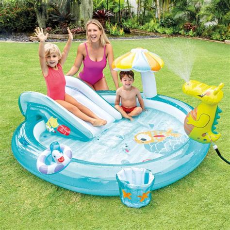 Amazon.com: N-A Inflatable Play Center Wading Pool with Slide for Kids ...