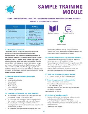 Training Module Sample 2020-2024 - Fill and Sign Printable Template Online