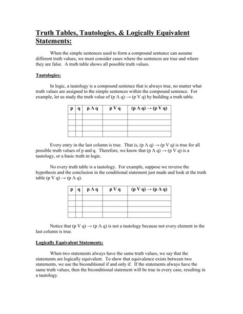 Truth Tables Examples Tautology | Elcho Table