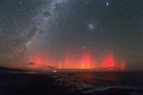 Aurora, Milky Way Galaxy, Large Magellanic Cloud Galaxy and Small ...