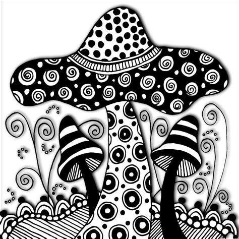 The Curious Garden - Mushroom | Mushroom drawing, Zentangle drawings ...