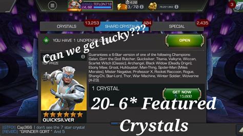 MCOC: Opening 20 6* Featured crystals. Can we get lucky?!?!? - YouTube