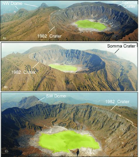 Aerial views to the NW (a) and N (b) of El Chichón Volcanic Complex ...