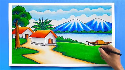 Scenery Drawing Easy Landscape Drawing Tutorial- Drawing Class- | peacecommission.kdsg.gov.ng