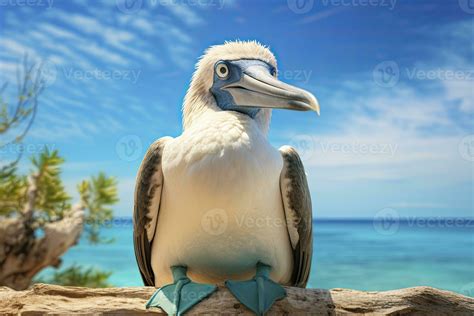 AI generated The rare blue-footed booby rests on the beach. AI Generated 35940860 Stock Photo at ...