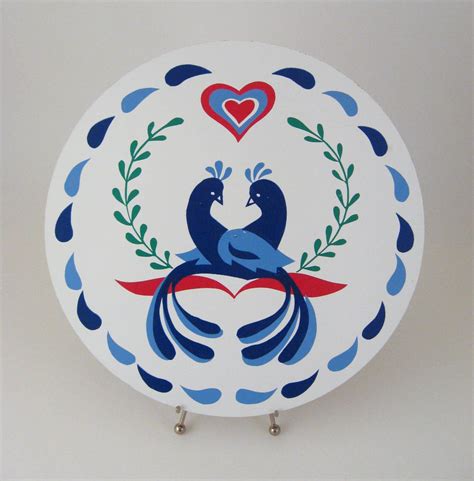 Vintage Pennsylvania Dutch Irish Hex Wall Hanging, Love Birds, Distelfink and Heart Design ...