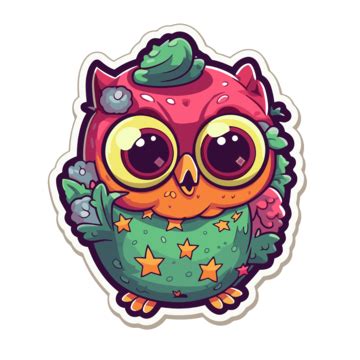 Cute Owl Vector, Sticker Clipart Cute Hand Drawn Cartoon Owl, Sticker ...