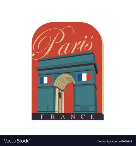 Isolated arch of triumph landmark paris poster Vector Image