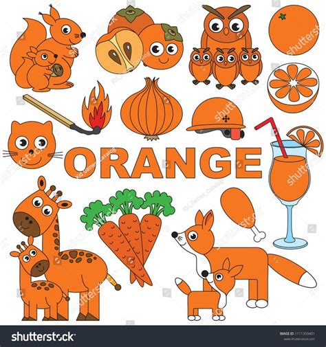 Orange Objects Color Elements Set Collection Stock Vecto… in 2024 ...