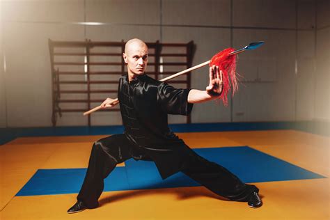 Wushu master training with spear, martial arts - Rothrock's Kung Fu & Tai Chi