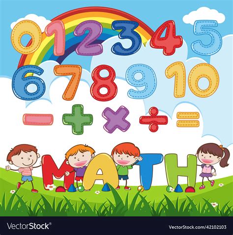 Counting number 0 to 9 and math symbols for kids Vector Image