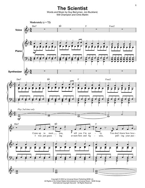 The Scientist by Coldplay Sheet Music for Keyboard Transcription at Sheet Music Direct