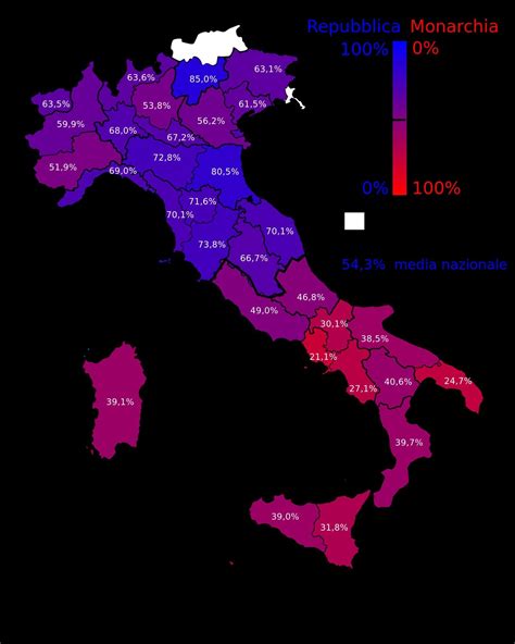 This is the map showing the results of the 1946 referendum in Italy. We had to choose between ...