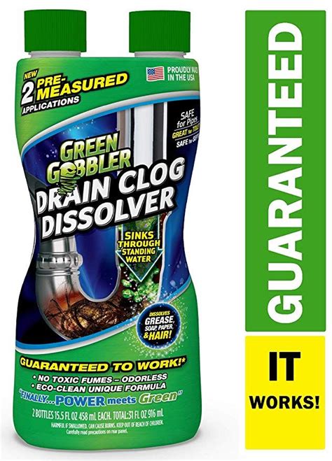 Green Gobbler Drain Clog Dissolver, Drain Opener-Cleaner ,Toilet Clog ...