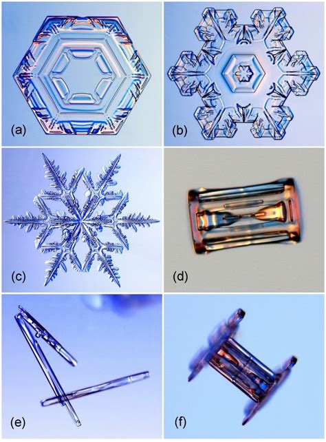 Natural snow crystals can be found in a great variety of morphological... | Download Scientific ...