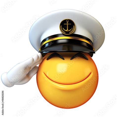 Marines hat emoji isolated on white background, admiral emoticon ...