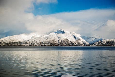 Incredible Winter Landscape in the Lofoten Islands Surrounded with Snowy Mountains Winter ...