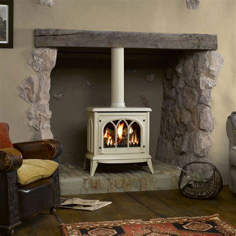 Gazco-Ashdon-ivory gas log stove - Fireplace Shop - Kent Fireplace Company