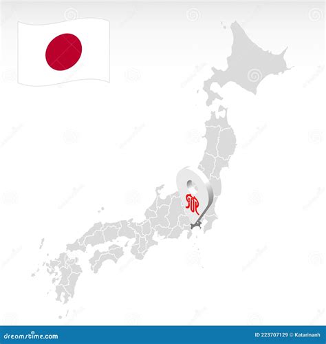 Location Of Prefecture Kanagawa On Map Japan. 3d Kanagawa Location Mark ...