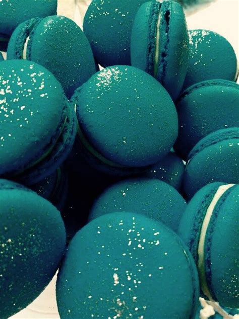 Teal macarons | Light blue aesthetic, Blue macaroons, Blue macarons