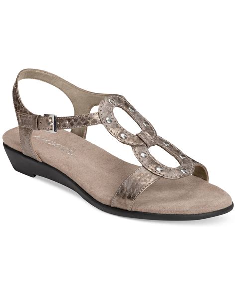 Aerosoles Atomic Flat Sandals in Silver Snake (Metallic) - Lyst